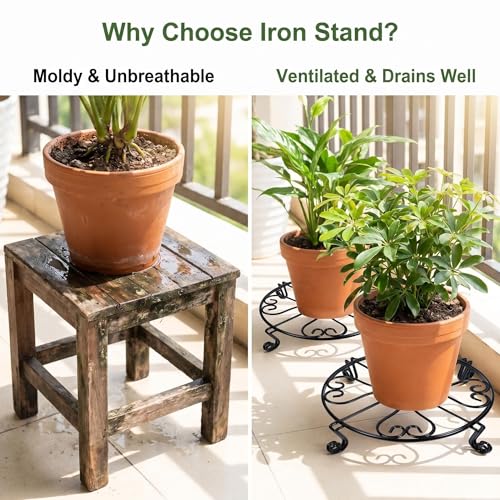 2 Pack 8" Metal Plant Stand Heavy Duty Plants Holder Outdoor Indoor