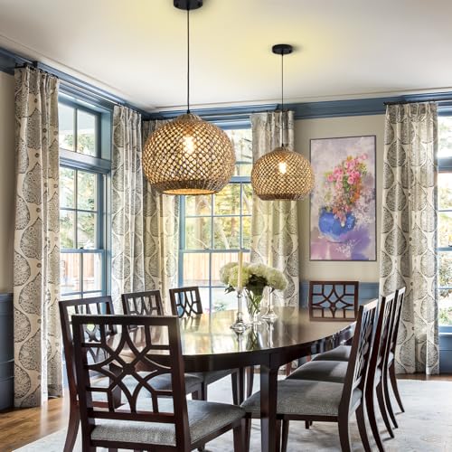 13.79" Rattan Pendant Light Fixture Farmhouse Seagrass Chandelier (1-Light 13.79 inch)