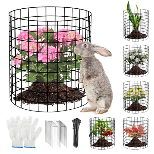 10 Pack Plant Protectors from Animals Wire Plant Protector Cage to Keep Animals Out with Zip Ties & Stakes