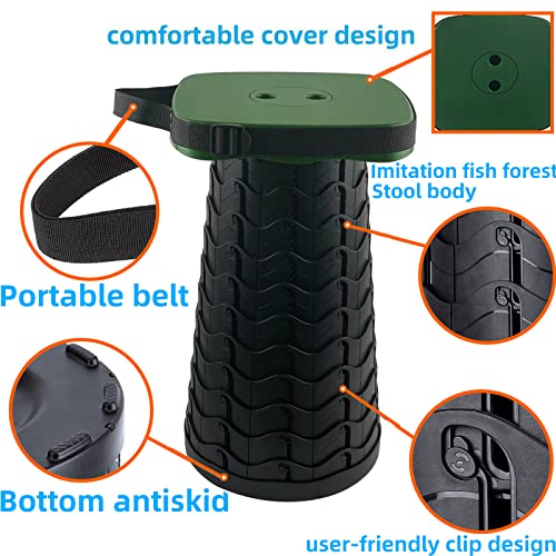 Collapsible Camping Stool with Seat Cushion & Nylon Bag (Green With Cushion)