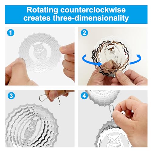 Bird Deterrents for Outside Owl Bird Scare Discs 3D Shiny Helix Wind Spinners