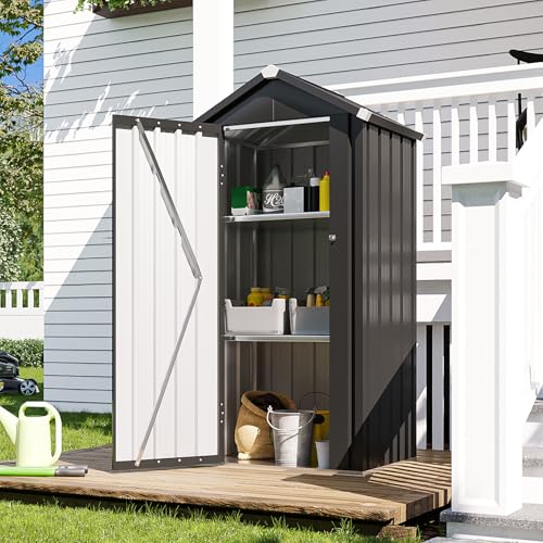 Vertical Outdoor Storage Cabinet 2.5’x2’ with Floor & Shelves Black (Black / 2.5'x2')