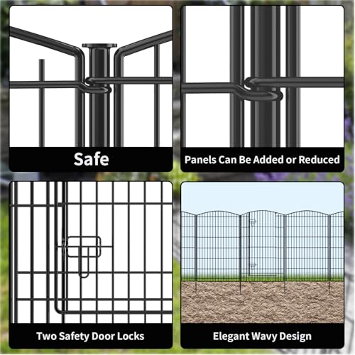 Decorative Garden Fence 6 Panels 13ft (6 Panels 13ft(L)-42"(H) - With Gate)