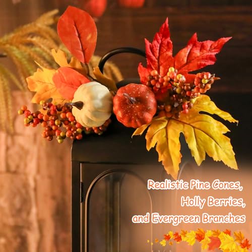 Fall Lanterns LED Candles 2 Pack 16 Inch Thanksgiving Decor Timer (2 Count)