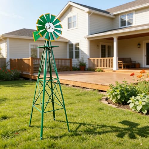 8FT Green Metal Ornamental Windmill Weather Vane (8ft-green)