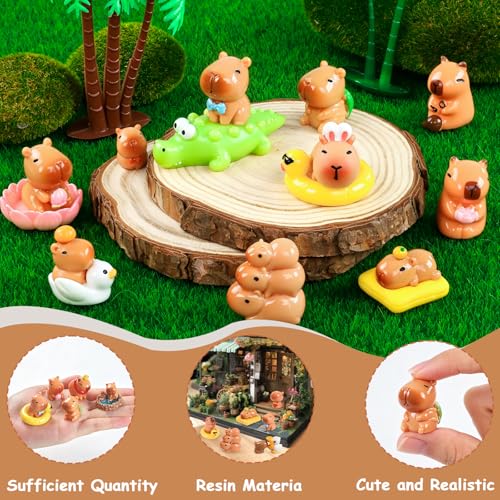 33 Pcs Mini Capybara Figurines 25 Style Adorable Resin Capybaras Miniatures Mini Capybara Cake Toppers Set for DIY Fairy Garden Car Dashboard Moss Landscape Home House Birthday Party Decor (33Pcs-Capybara)