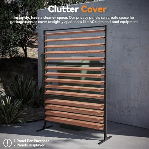 Modern Shade 6x4 ft Louvered Wood Privacy Fence Panel with Louverd Slats (6' x 4' / 3 Panel)