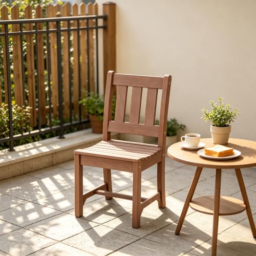 Poly Lumber Patio Dining Chair Outdoor Garden Armless Chair (Brown / 1-Person)