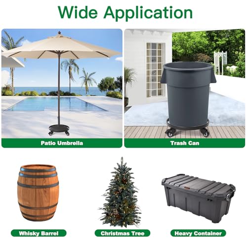 Metal Plant Caddy with Wheels Heavy Duty Iron Rolling Casters Plant Stand 2 Pack 12" Rollers Round Flower Pot Rack on Dolly Holder Indoor Outdoor Planter Trolley (12 inch x 2 pack)