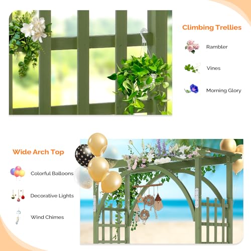 85in Wooden Arbor Garden Arch (Olive Green)