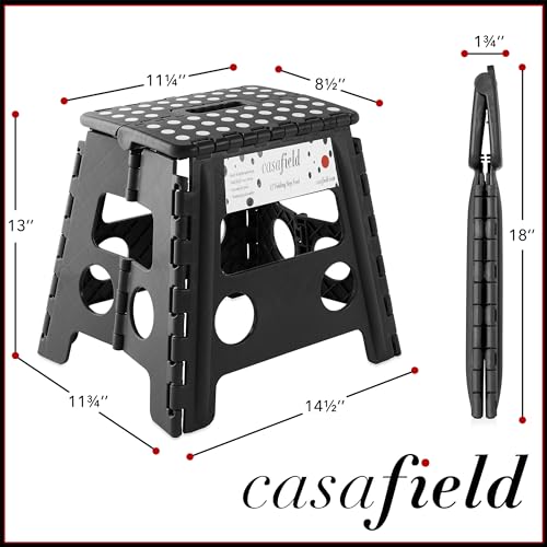 13" Folding Step Stool with Handle (Black / 13-Inch)