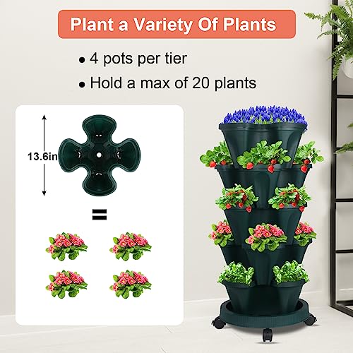 Stackable Planter (Dark Green / 5Tier-2 Pack)