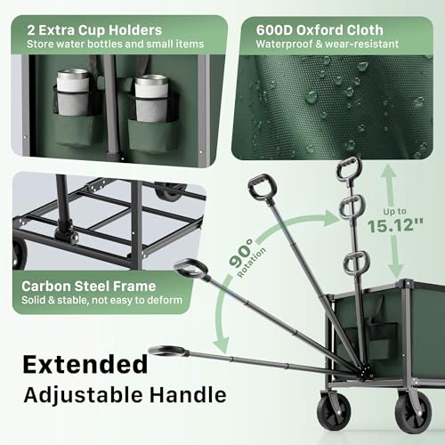 29.3" Collapsible Wagon Cart (Army Green / 150L)
