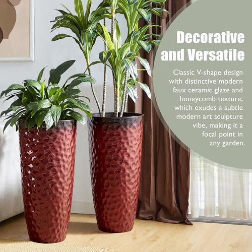 31" H Large Plastic Tall Planters (31"H / Gradient Red)