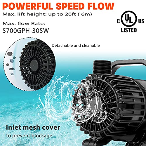 305W 5700 GPH Pond Pump