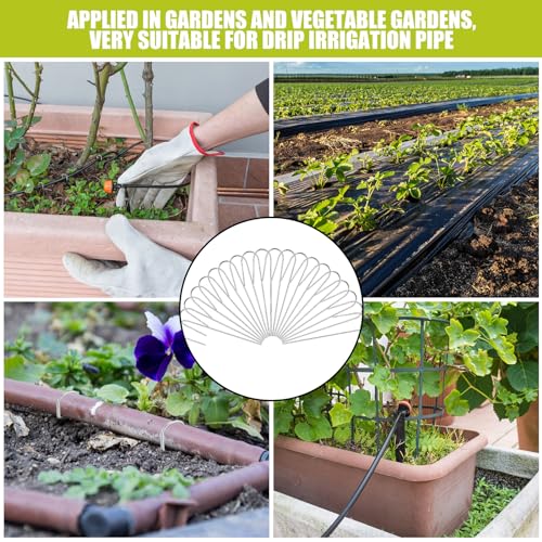 100 Pcs 5 8" Irrigation Drip Tubing Stakes 5 in J (Hold up to 5/8" Drip Tubing)