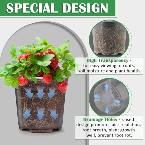 30 Pack 7/6/5/4/3 Inch Clear Nursery Pots for Plants, Flexible Plastic Plant Pots with Drainage Holes, Transparent Seed Starter Pots Variety Pack for Succulents, Seedlings, Flowers, Vegetable (30 Count)