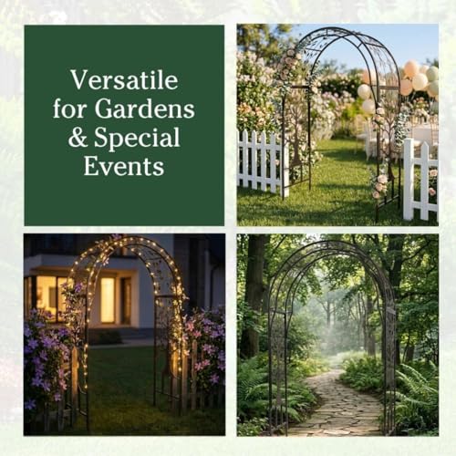 Arch Metal Outdoor Garden Arbor (Black Tree of Life)