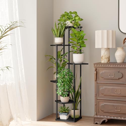 Tall Plant Stand Indoor Corner Plant Holder for Multiple Plants (Dark Brown / 6 Tier)