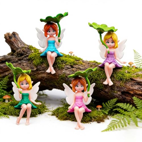 4Pcs Miniature Fairy Figurines (Lotus Leaf)