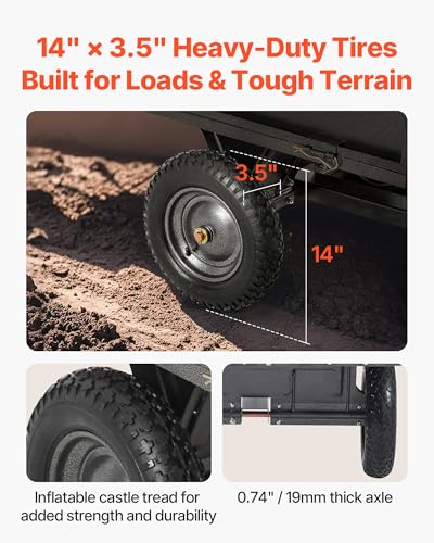10 Cu.Ft. & 500lbs ATV Trailer Dump Cart Tow Behind (Black)