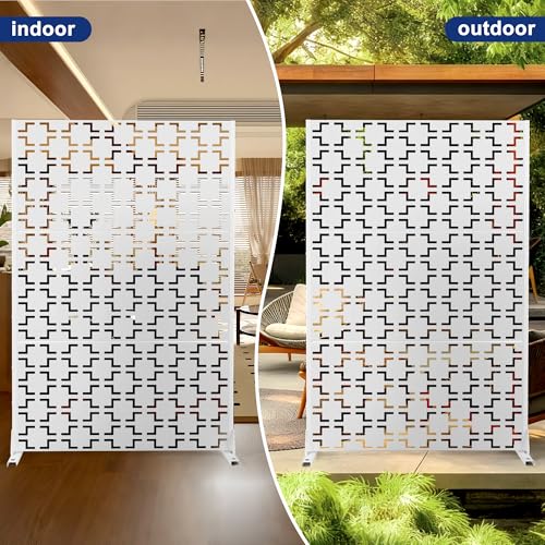 72" H Metal Balcony Privacy Screen (72" H×47" W / White Square Pattern)