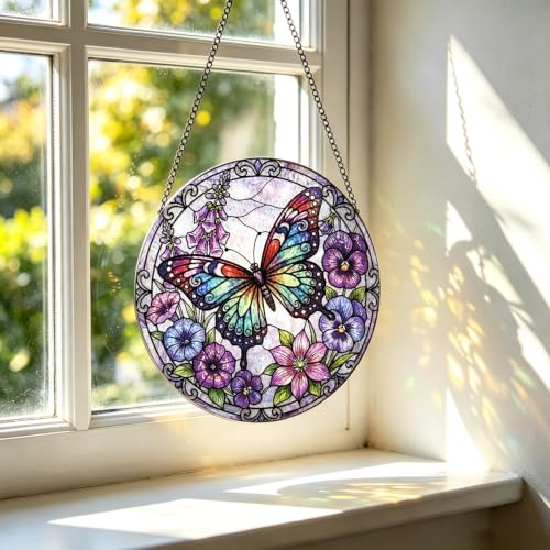 Purple Butterfly Suncatcher (Stained Glass Butterfly)