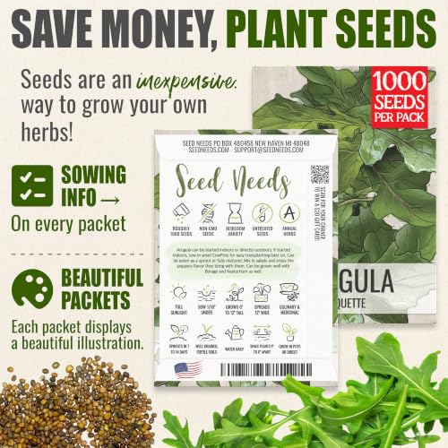 Arugula Seeds to Plant Heirloom Non (5 Packs)