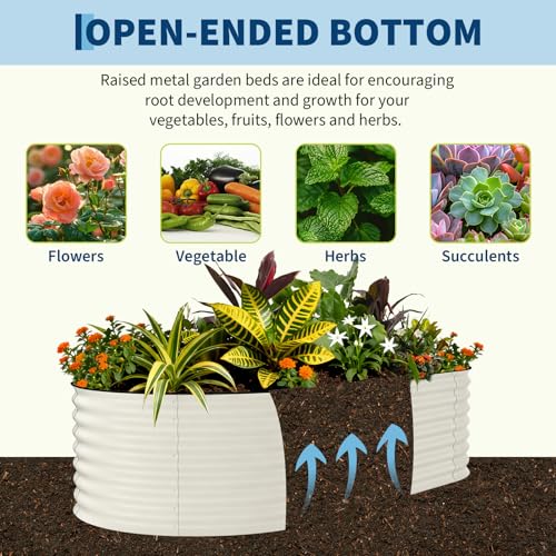2 Pack 10x4x1.5ft Galvanized Raised Garden Bed (Beige-oval / 10x4x1.5ft 2pcs)