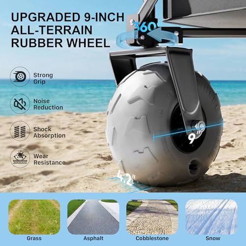 Beach Wagon with Big Wheels for Sand (Black / 380L)