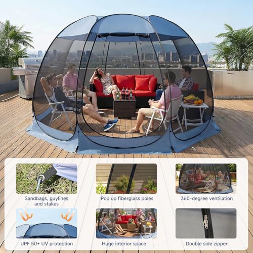 15'x15' Pop Up Screen House Tent (Charcoal Gray / 15'x15')
