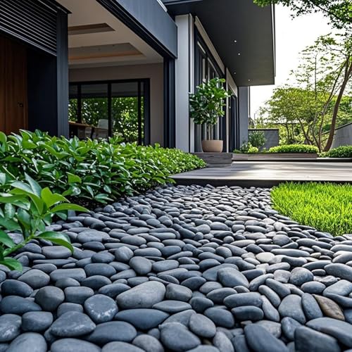 10 lbs Black River Rocks for Garden (160 Ounce)