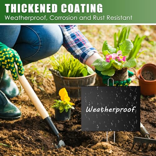 12 Pcs Large Plant Marker (6'' X 8'' with 13'' Stake / Black)