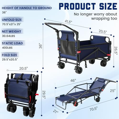 Heavy Duty Folding Wagon (Blue / Medium)