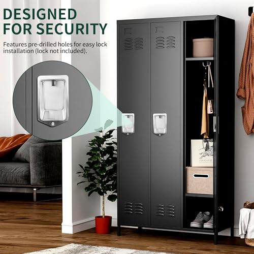 3 Doors Metal Employee Locker (3 Door-Upgraded / Black)