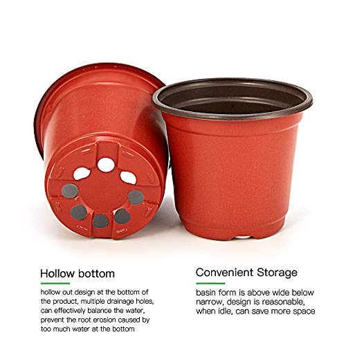 100 Pack 4 Inch Plastic Plant Nursery Pots Come with 100 Pcs Plant Labels (4 Inch)