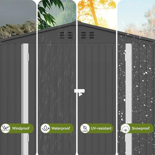 Shed Outdoor Storage Shed Metal (Gray / 8'*6')