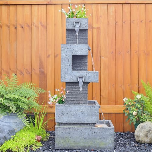 Garden Fountains Outdoor Water Fountain (Gray-47.2inch)
