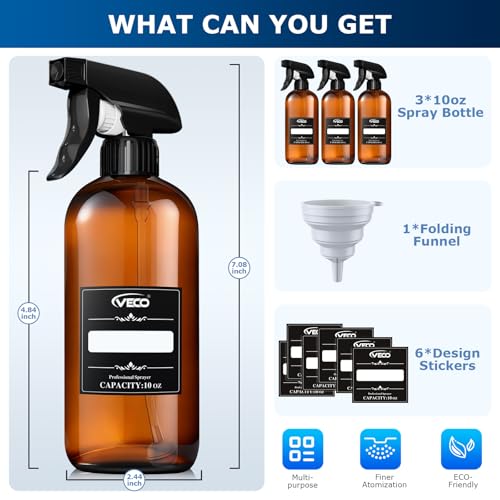 10oz Spray Bottle with Adjustable Nozzle (10 oz 3Pack)
