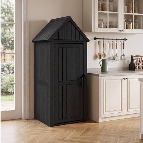 Outdoor Resin Storage Cabinet Sturdy All (Black)