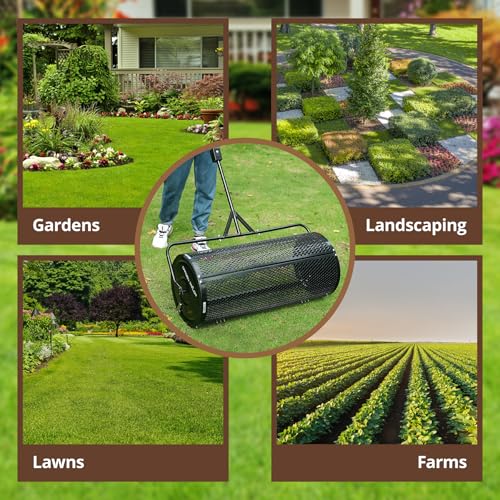 Compost Spreader 36 Inch Towable Peat Moss Spreader (36 Inch)