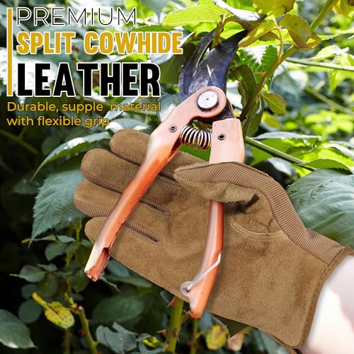 Men Leather Gardening Gloves (Khaki (12 Pairs) / XX-Large)