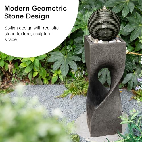 Outdoor Water Fountain (Resin/Gray/Curved / 36.5" H)