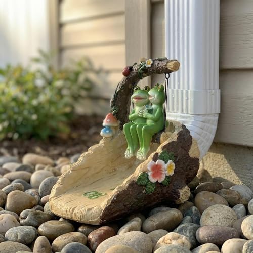 Frog on Swing Downspout Splash Block