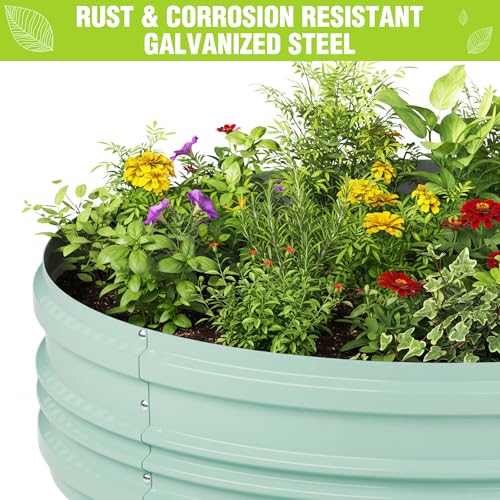 2PK 8x4x1ft Outdoor Galvanized Raised Garden Bed Set (Light Green / 8x4x1ft(2PK))