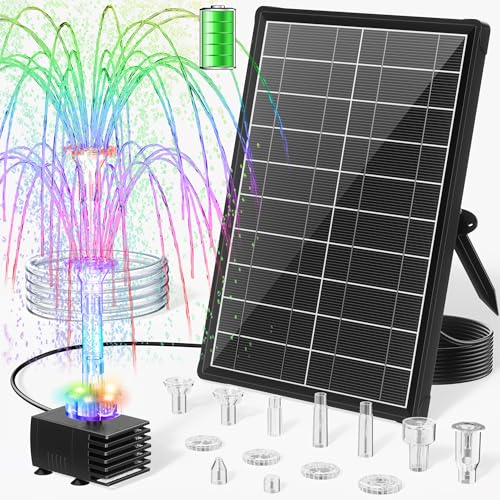 8W Solar Fountain Pump with 3200mAh Battery Backup & LED Lights (8W Fountain with LED Light)