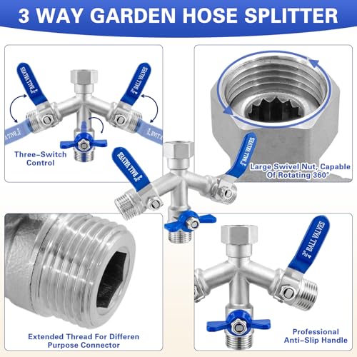 Garden Hose Splitter 3 Way (3WAY Hose Splitter-304 Stainless Steel)