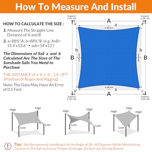 25'X32' Sun Shade Sail Blue Curved Square Customizable (Blue / 25'X32' custom)