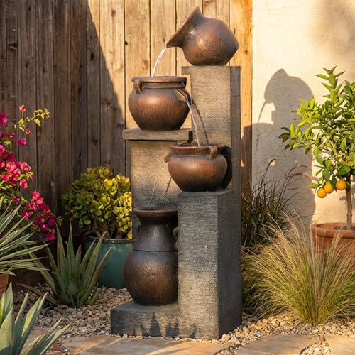 53''H Water Fountain Outdoor Garden Fountain Large (Gray-53''h)
