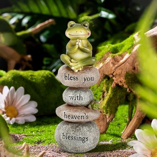 Garden Yoga Frog Statue Decor Meditation Zen Yoga Frog Figurines for Home and Garden Decoration (Multicolor)